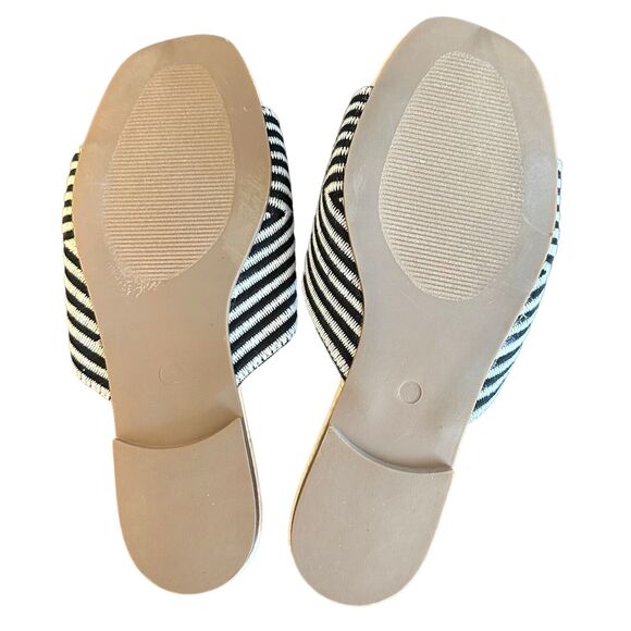 NWOT Lane Bryant Dream Cloud Stripe Textile Slide Black White Slip On- Size 8.5W - Picture 7 of 7